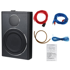 12V 600W 8" Under-Seat Car Subwoofer with Slim Amplifier, Bluetooth, Black Speaker Stereo