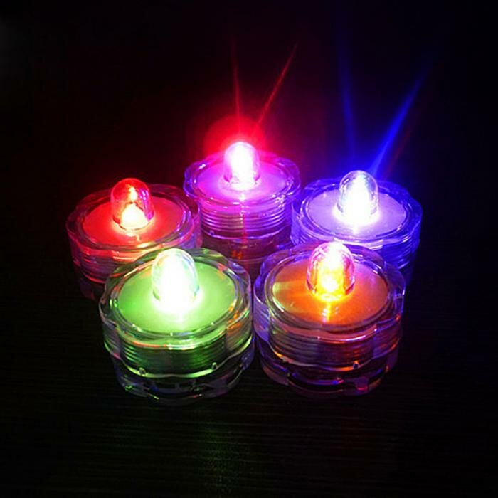 12Pcs Waterproof Flameless Colorful LED Candle Lights for Wedding and Christmas Decorations