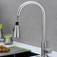 Stainless Steel Pull-Type Ramen Basin Tap - Hot & Cold Water with Two Tubes