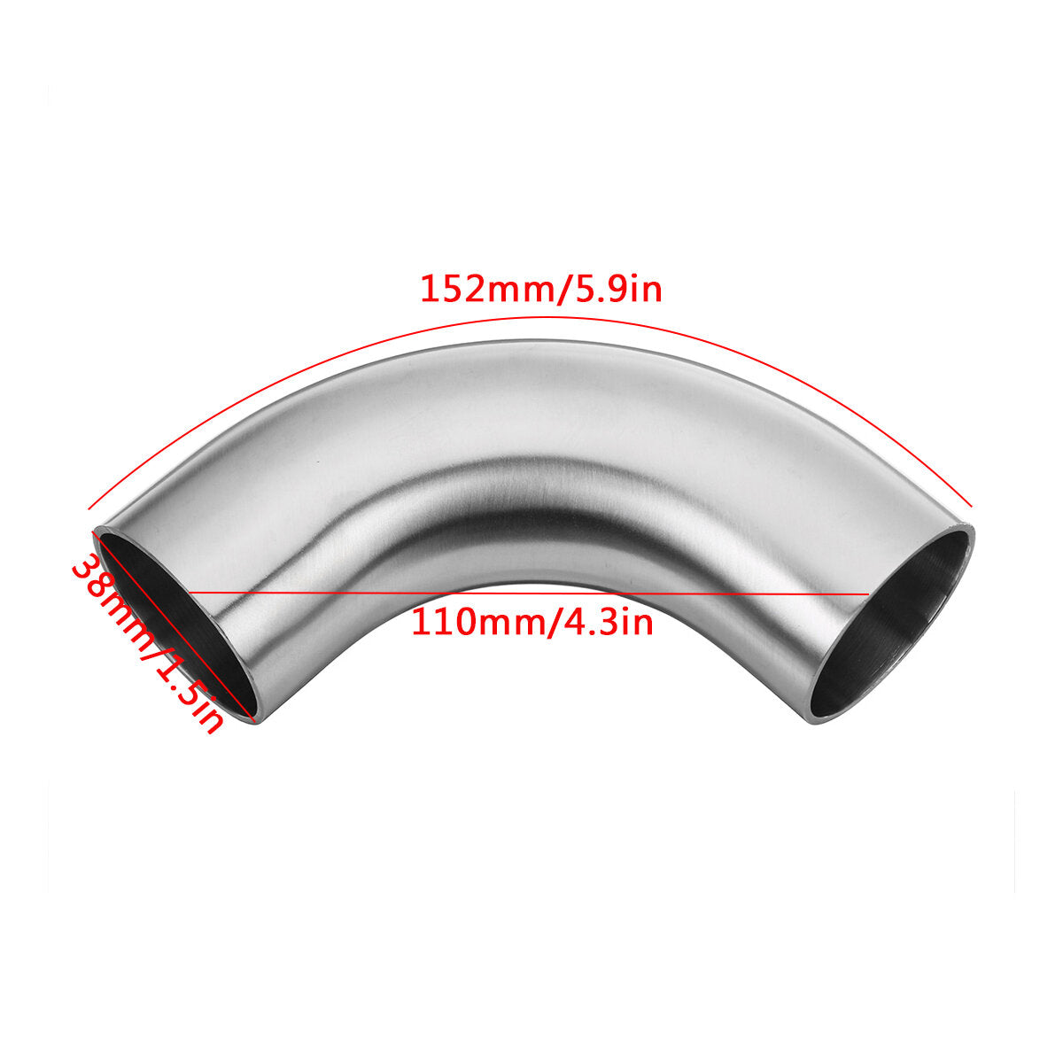 Stainless Steel 90 Degree Exhaust Pipe Bends - 1.5", 2", 2.5", 3" OD Tube Elbows