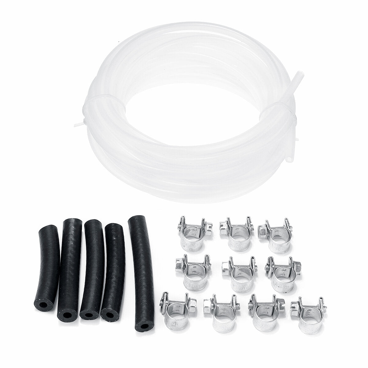 3mm 5M Fuel Pipe Line Hose Clip Kit Rubber+Metal for Heater Fuel Tank