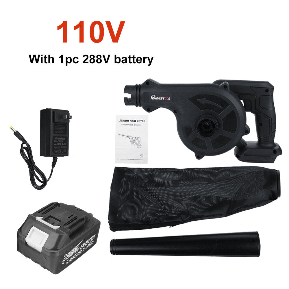 2-in-1 880W 18000RPM Cordless Electric Air Blower & Vacuum for Dust, Leaves, Garden, Car - Includes 2 Batteries