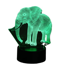 3D Acrylic LED Night Light - Elephant Model, 7/16 Colors, Remote Control & Touch Switch