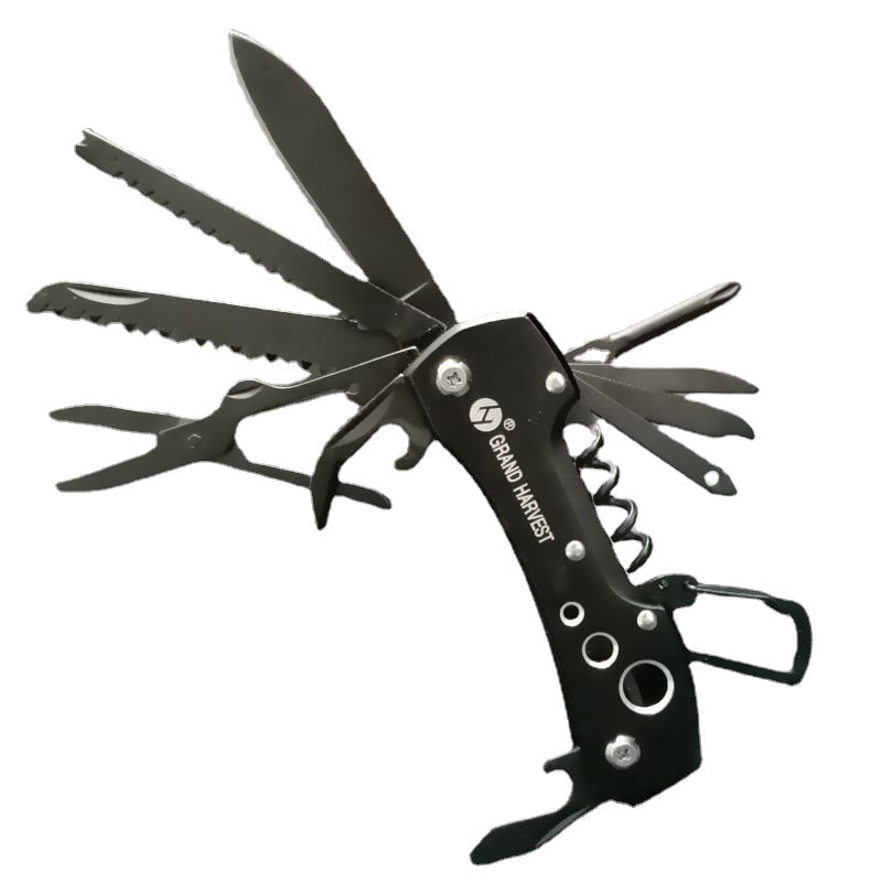 Black Multifunction Swiss Army Knife - Outdoor Camping Survival Folding EDC Multi-Purpose Tool