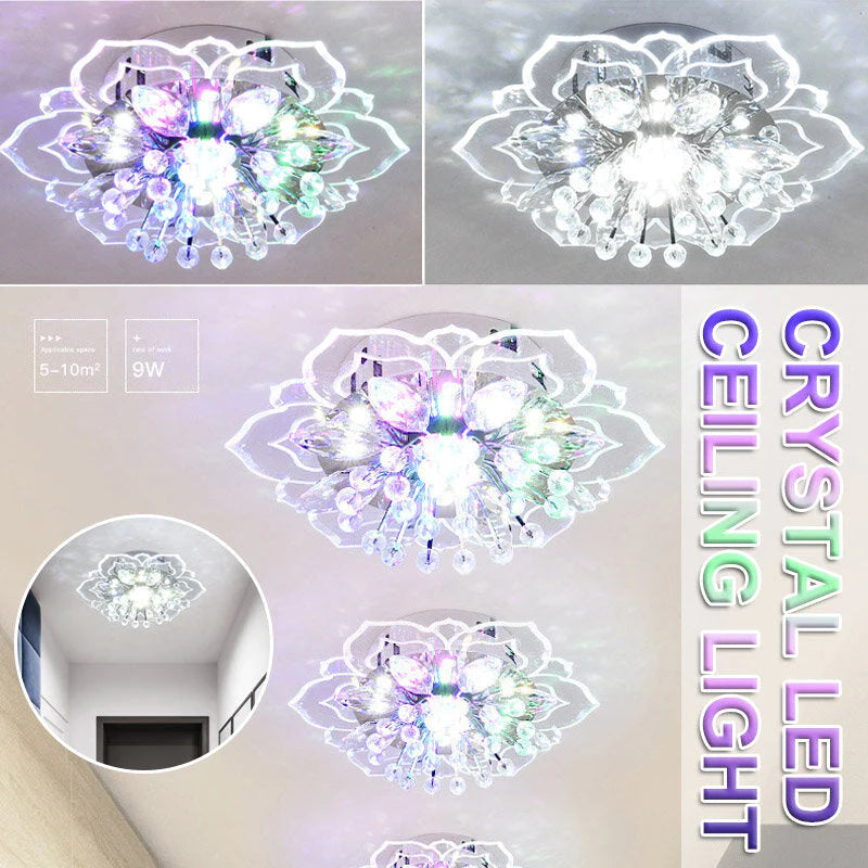 Modern 9W Crystal LED Ceiling Light Fixture Pendant Lamp Chandelier - New