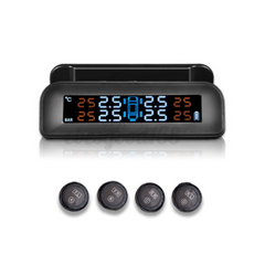 Solar Car Tire Pressure Monitoring System with LCD Screen & 4 ABS Sensors - Real-time Tester