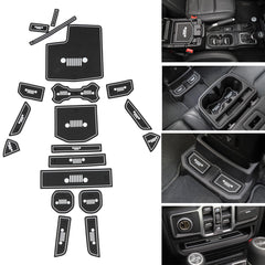 19-Piece Non-Slip Rubber Car Interior Door and Cup Slot Mats for Jeep Wrangler JL 2018 Dustproof