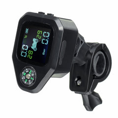 Waterproof Motorcycle Compass TPMS with LCD Display and 2pcs Sensors - Tire Pressure Monitoring and Alarm System