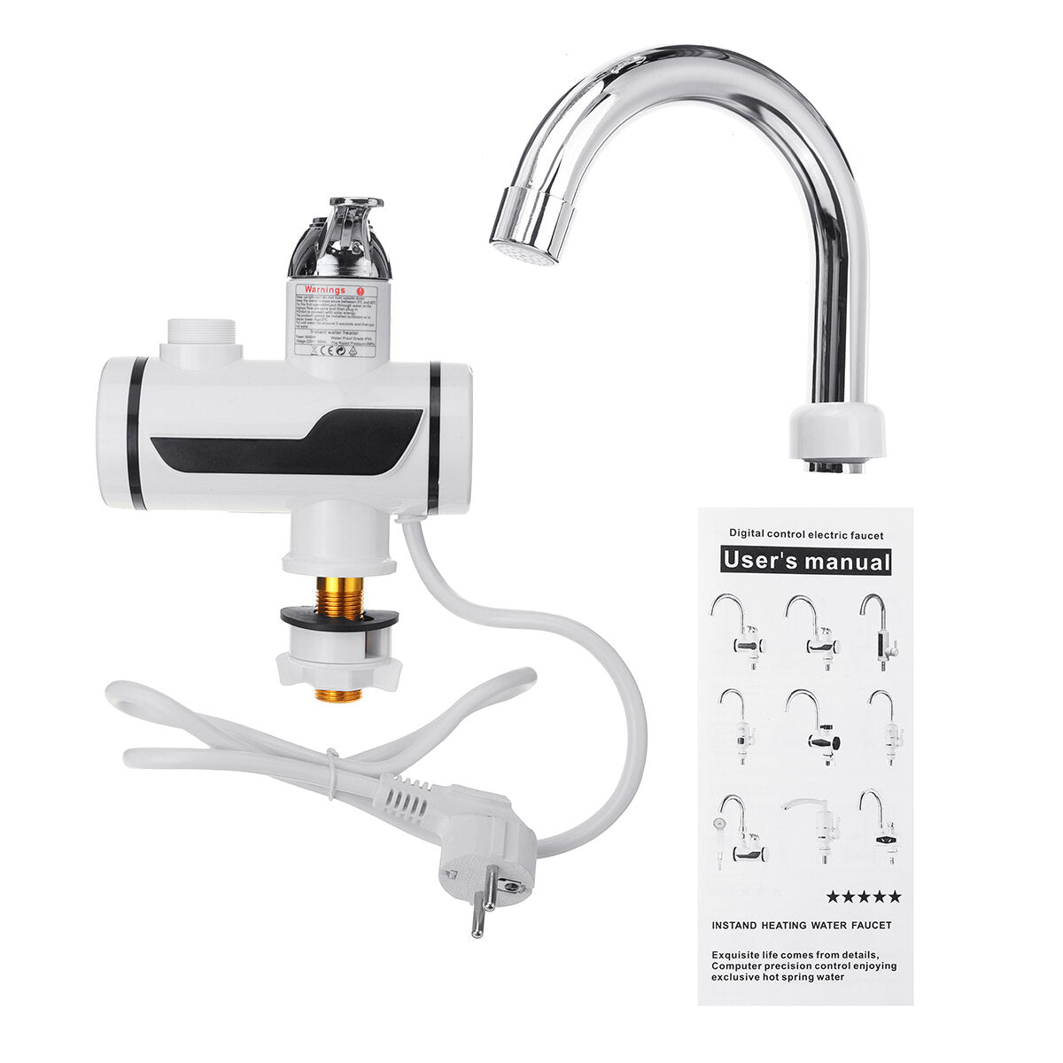 3000W 220V Electric Faucet Tap Hot Water Heater with LED Display for Home, Bathroom, Kitchen, and Showerhead