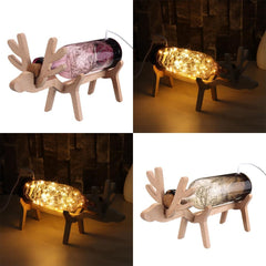 LED-Glas-Feen-Elch-Hirsch-Licht-Flaschenglas - Nachtlicht-Tischlampe für Weihnachts-Wohndekor-Geschenk