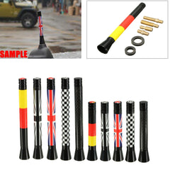 Union Jack UK GER Flag Carbon Fiber Car Antenna - 7.7cm/10.7cm