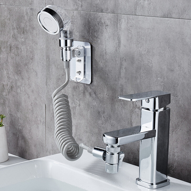Bathroom Wash Basin Faucet Set with External Shower Head, Toilet Hold Filter, and Flexible Hair Washing Rinser Extension