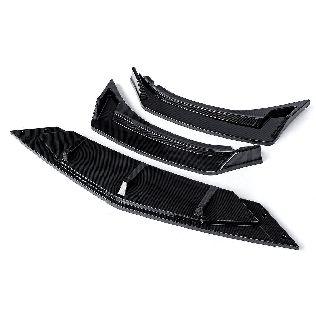 3Pcs Carbon Fiber Look Car Front Bumper Splitter Lip Diffuser Body Kit Spoiler Guard Protection Set