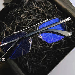 Unisex Large Full Frame Double Bridge Anti-Blue Light Anti-UV Vintage Sunglasses