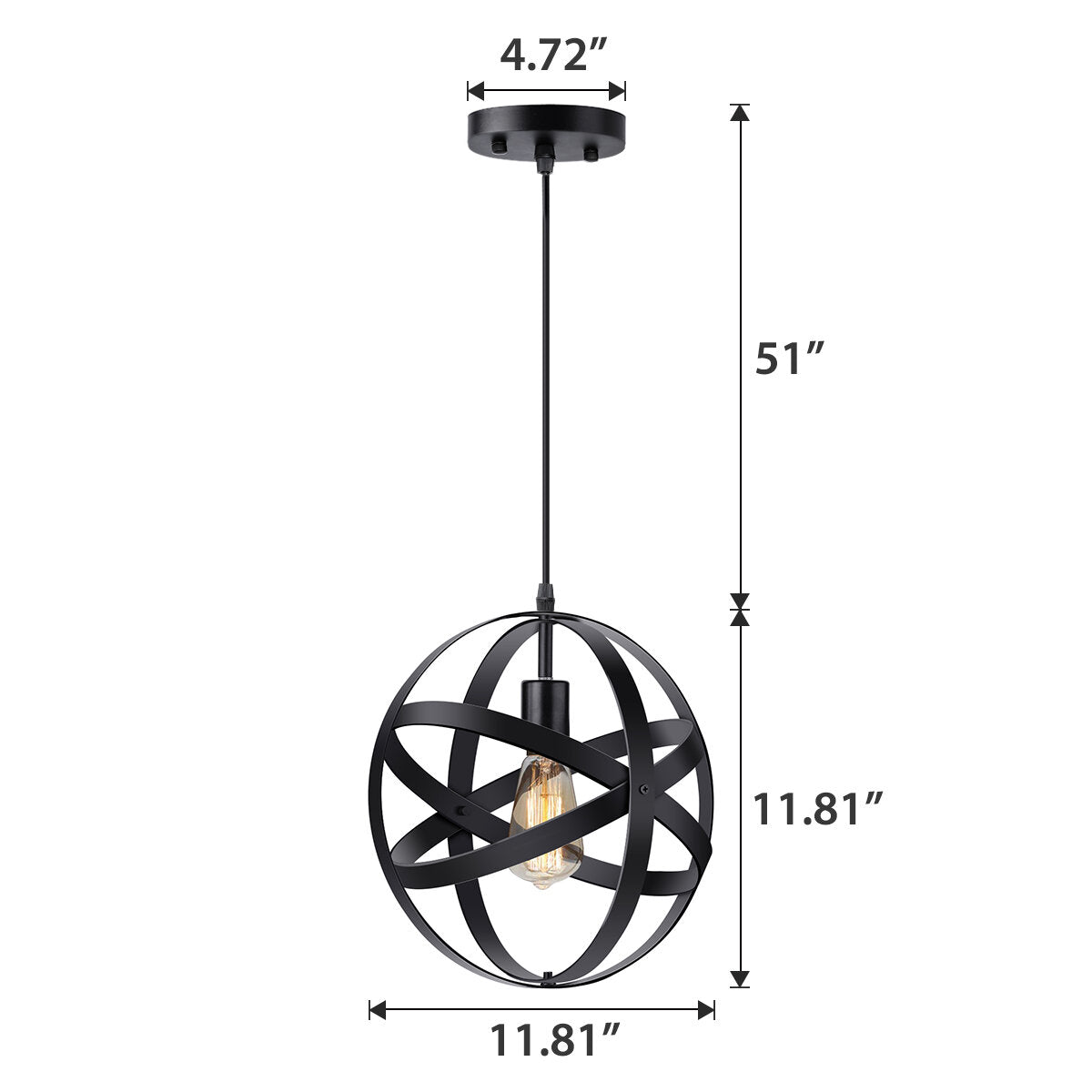 12 Industrial Ceiling Pendant Lights - Metal Spherical Globe Chandelier with Remote Control, AC110V