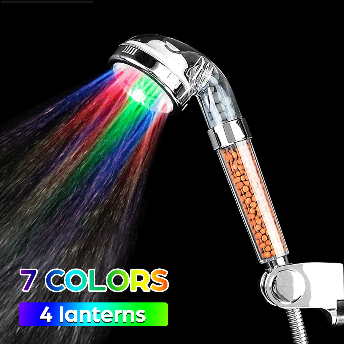 Water-Saving Spa Shower Head with Negative Ions, Handheld Nozzle, Filter, and Hose