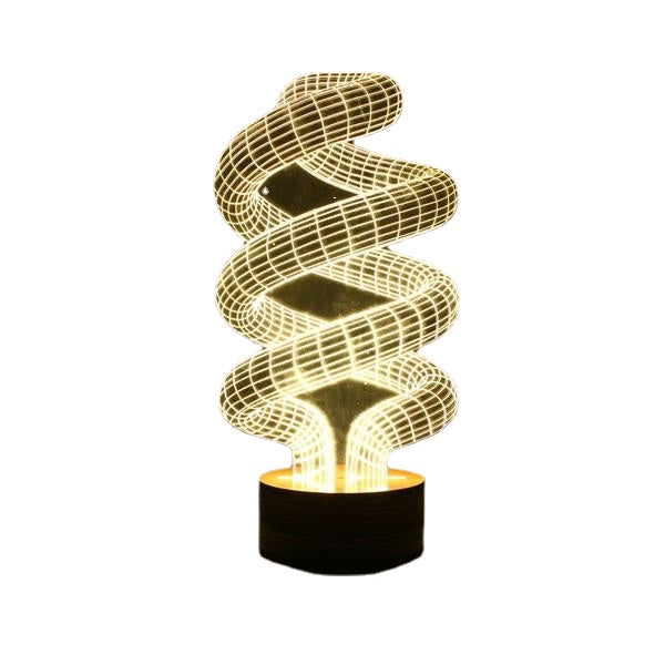 3D Visual LED Table Lamp - Energy Saving Wooden Night Light for Holidays