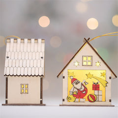 Christmas LED Wood House Light - Santa Claus Tree Hanging Ornaments Holiday Decoration