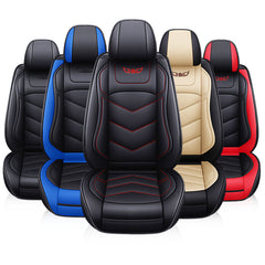 Universal Full Leather Car Seat Cover Set - 1/5PCS, Single/Full, Breathable Cushion Pad for Front Seats