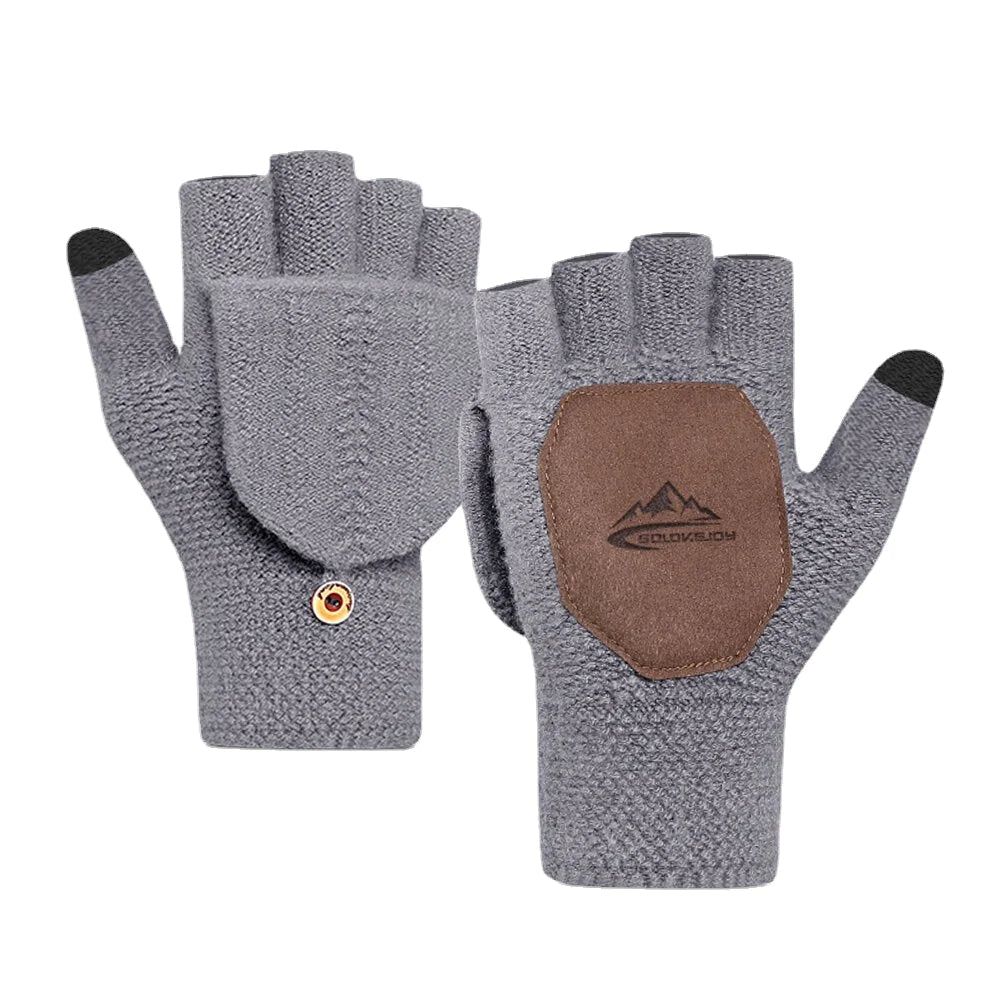 Unisex Knitted Half-Finger Gloves - Antifreeze, Warm, Thickened, Plus Velvet for Autumn & Winter