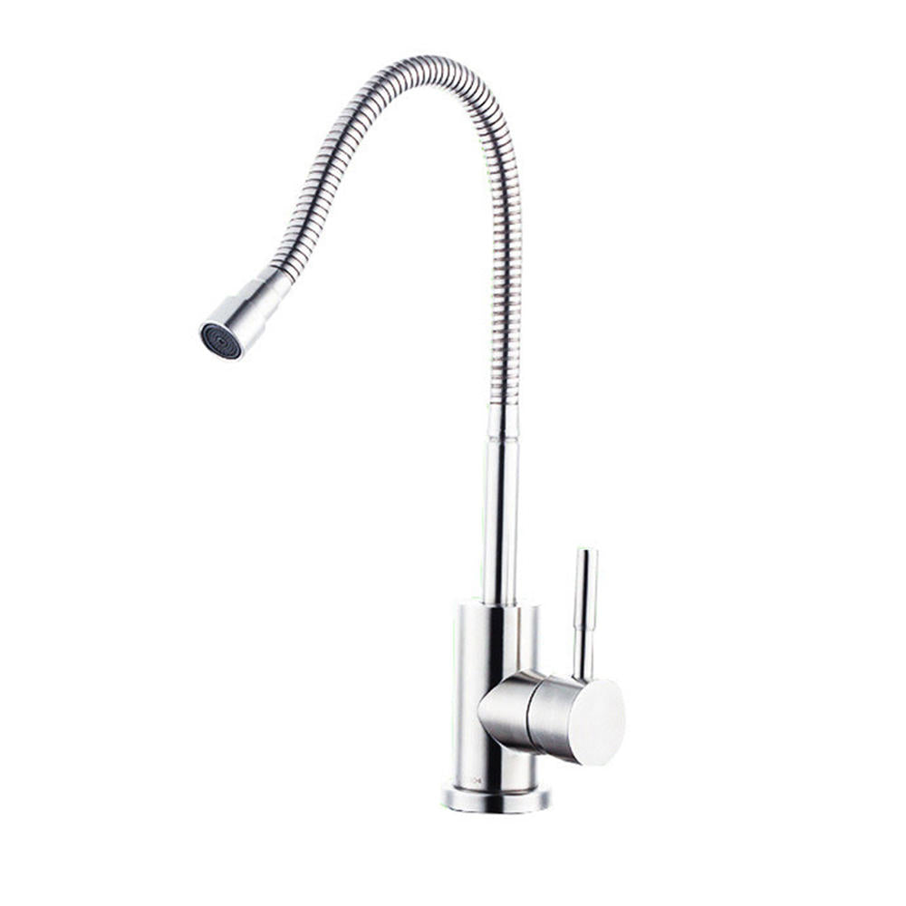 Modern Chrome Stainless Steel Kitchen Sink Faucet - Single Lever Basin Tap