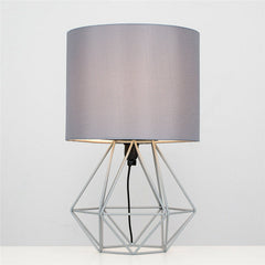 Modern Geometric Bedside Table Lamp with Shade - Hollowed Out Design for Bedroom