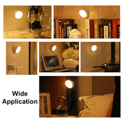 360 Degree Rotation LED Motion Sensor Night Light, USB Rechargeable for Stairs & Bedroom