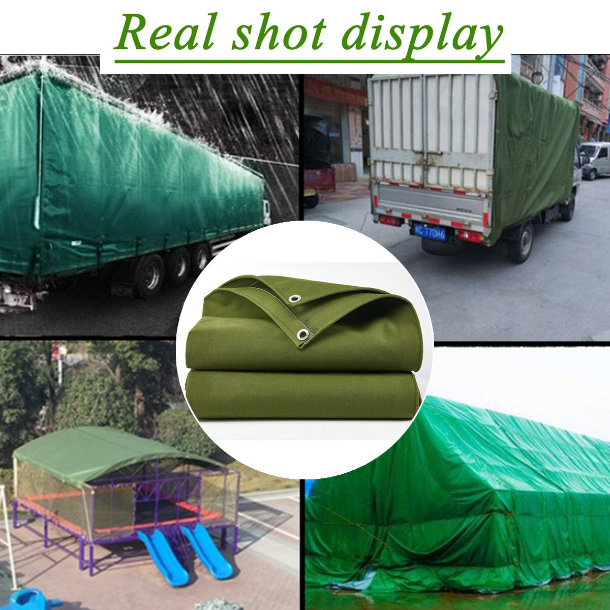 Heavy Duty Army Green Canvas Tarp - Waterproof, Dustproof Cover for Truck, Boat, Store, Roofing Sheets