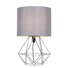 Modern Geometric Bedside Table Lamp with Shade - Hollowed Out Design for Bedroom