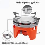 Portable Outdoor Gas Stove Burner with Heat Exchanger Pot for Camping and Hiking