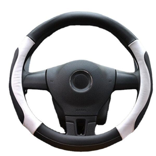 38cm Leather Car Steering Wheel Cover - Sports Fashion, All-Season, Universal Fit