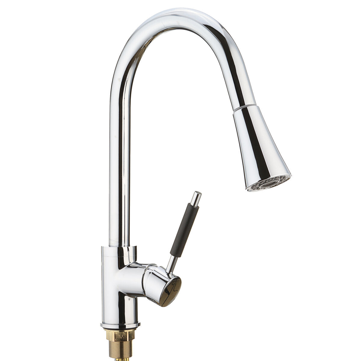 Kitchen Basin Sink Faucet with Pull Out Spray, Swivel Gooseneck Spout, and Water Mixer