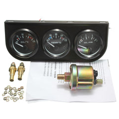 2" 52mm Oil Temp, Pressure, Water Temp Electronic Gauge Kit with 3-Hole Stent