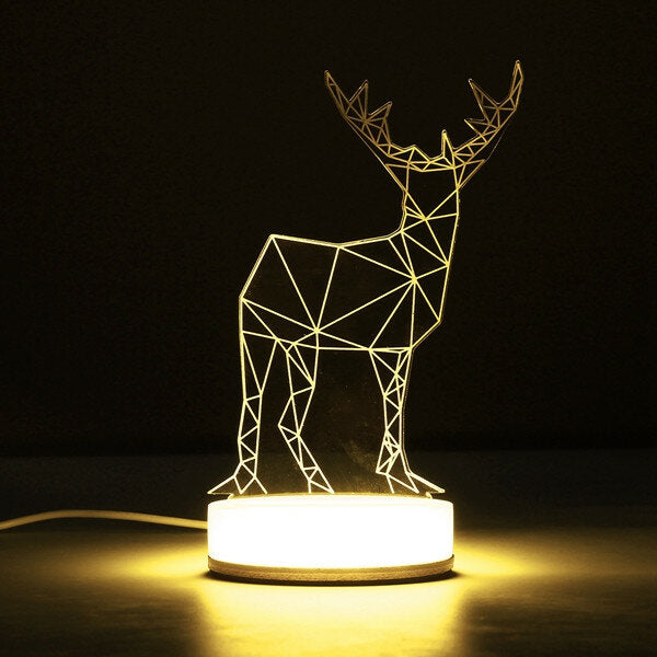 3D Illusion USB LED Night Light - Warm White Desk Table Lamp, Perfect Xmas Gift