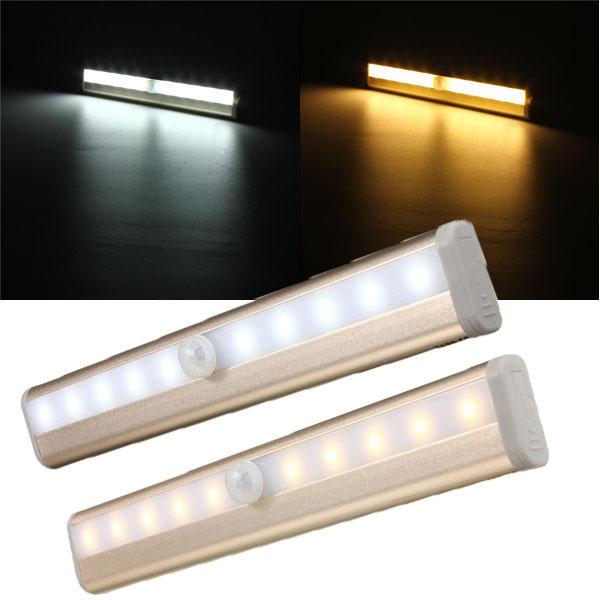 10 LED Cabinet Light with PIR Motion Sensor for Closet, Cupboard, and Night Use - 6V LED Strip Light