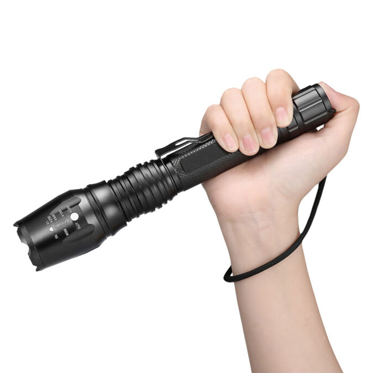 10W Rechargeable LED Flashlight - 5 Modes Tactical Torch with 18650 Battery, US/EU/UK Plug