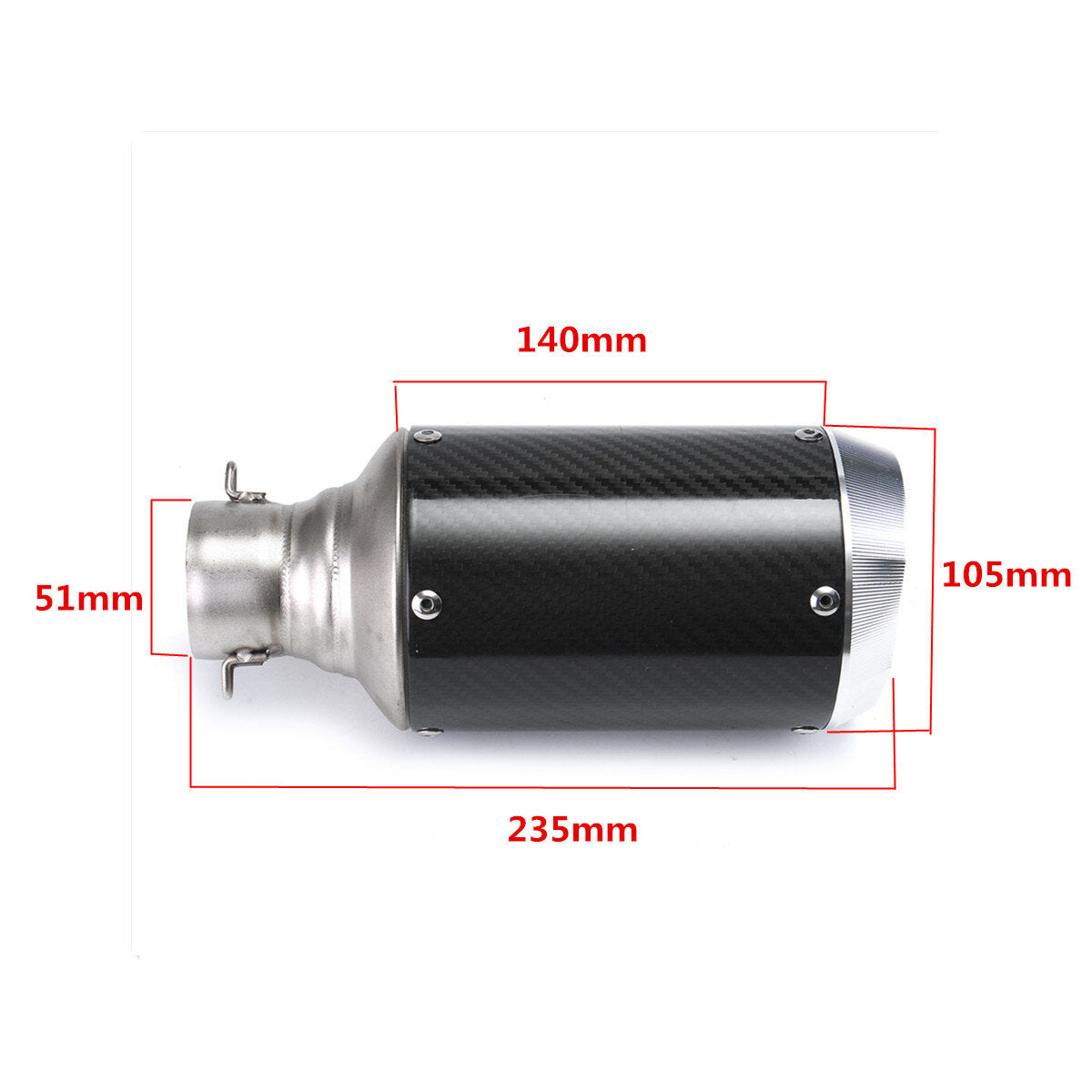 Universal 51mm Slip-On Round Carbon Fiber Motorcycle Exhaust Muffler