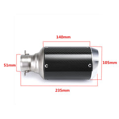 Universal 51mm Slip-On Round Carbon Fiber Motorcycle Exhaust Muffler