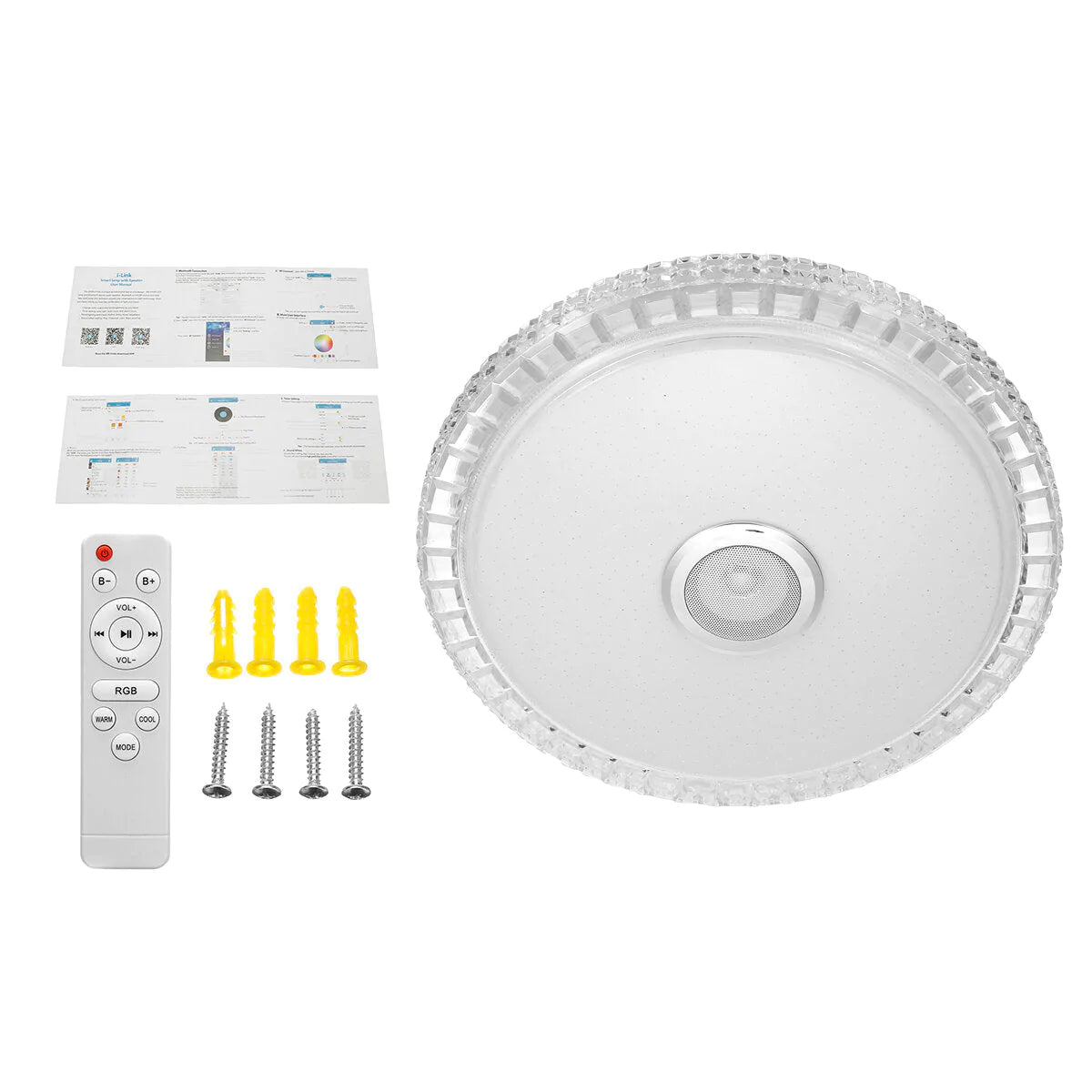 Smart RGB LED Ceiling Light - Flush Mount, Bluetooth, Remote Control, Dimmable