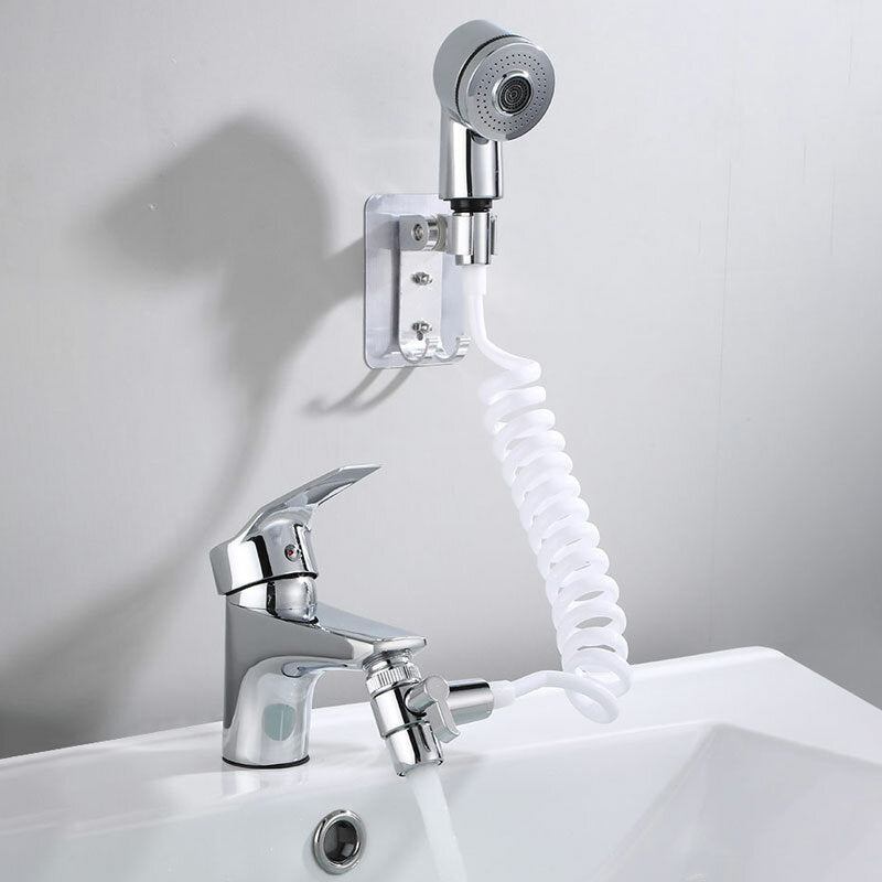 Wall-Mounted Bathroom Faucet Kit: Bathtub Wash Basin Tap, Handheld Shower Spray, Mixer Spout, Rinser Extension for Hair Washing