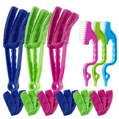 12-Piece Window Shutter Cleaning Brush Set with Fiber Sleeves for Slot and Gap Cleaning