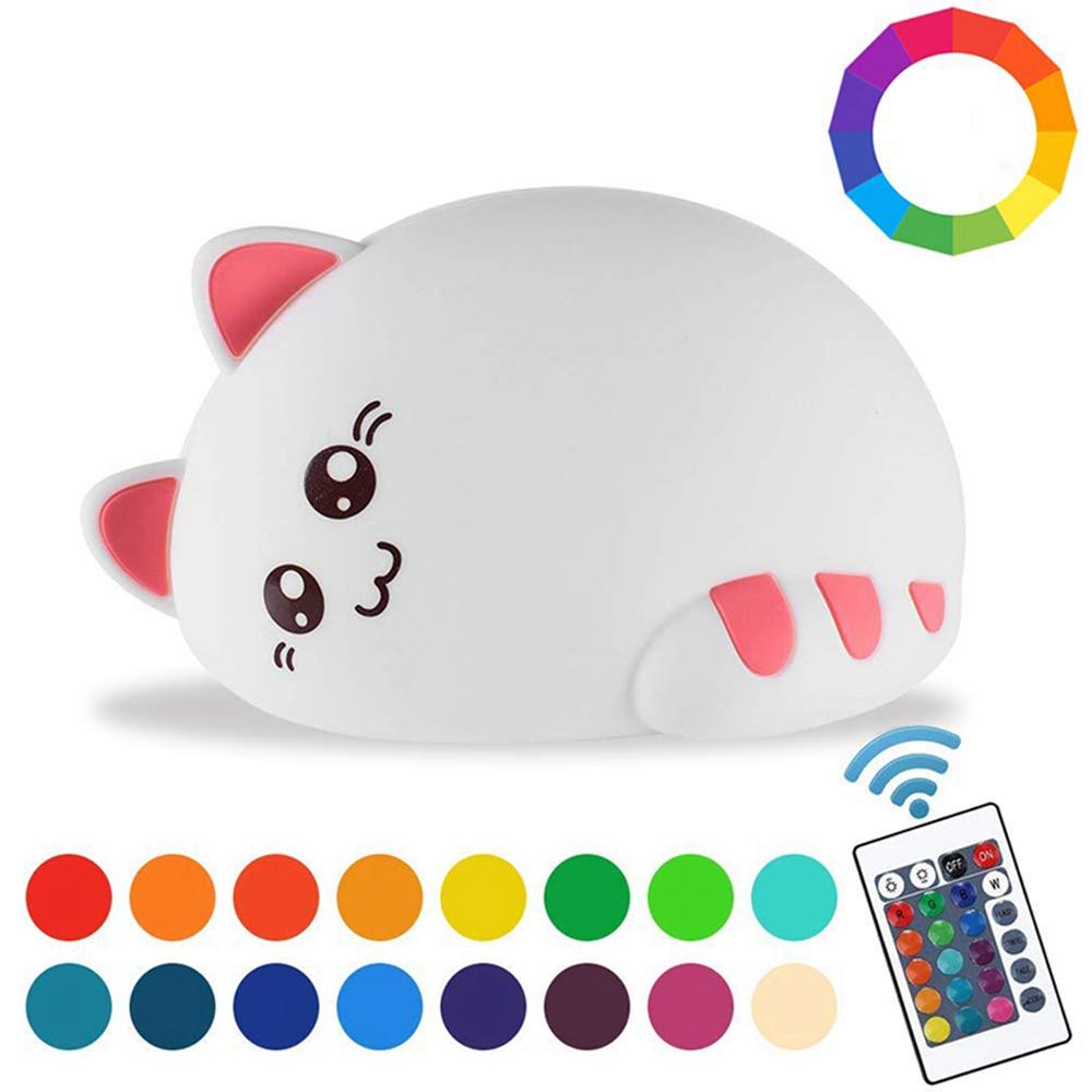 RGB USB Rechargeable LED Cat Night Light Lamp for Kids, Nursery, Baby Bedroom