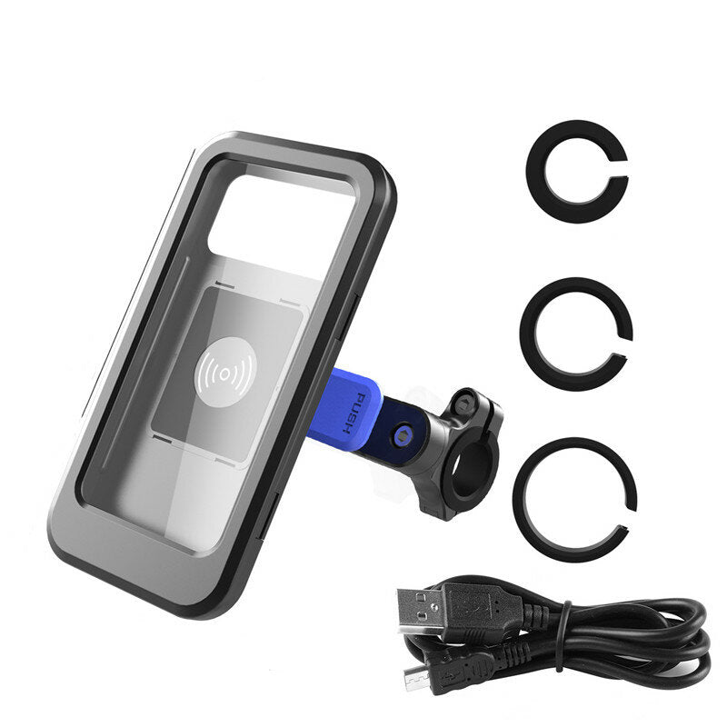 12V 15W Wireless Charger Phone Holder with Touch Bracket for 6.7" Devices - Bicycle & Motorcycle Navigation