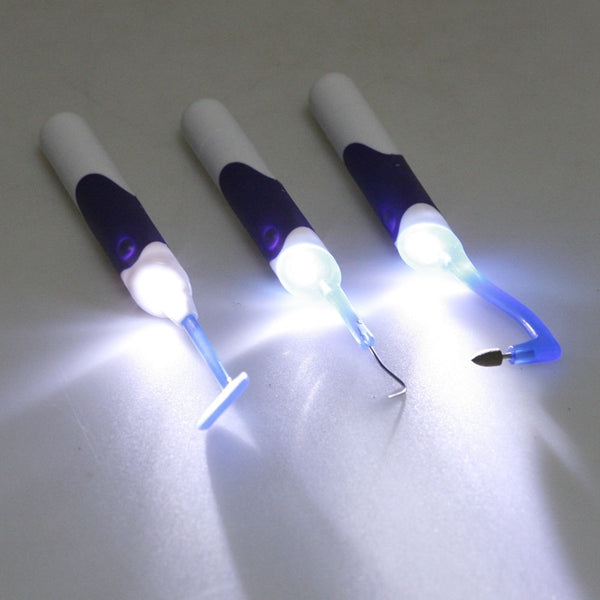 LED Oral Dental Mirror Plaque Remove Tooth Stain Eraser Set