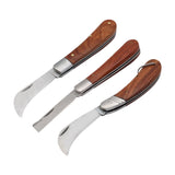 Stainless Steel Mushroom Knife with Rosewood Handle - Folding Sickle Pocket Knife for Electricians, Camping, and Survival