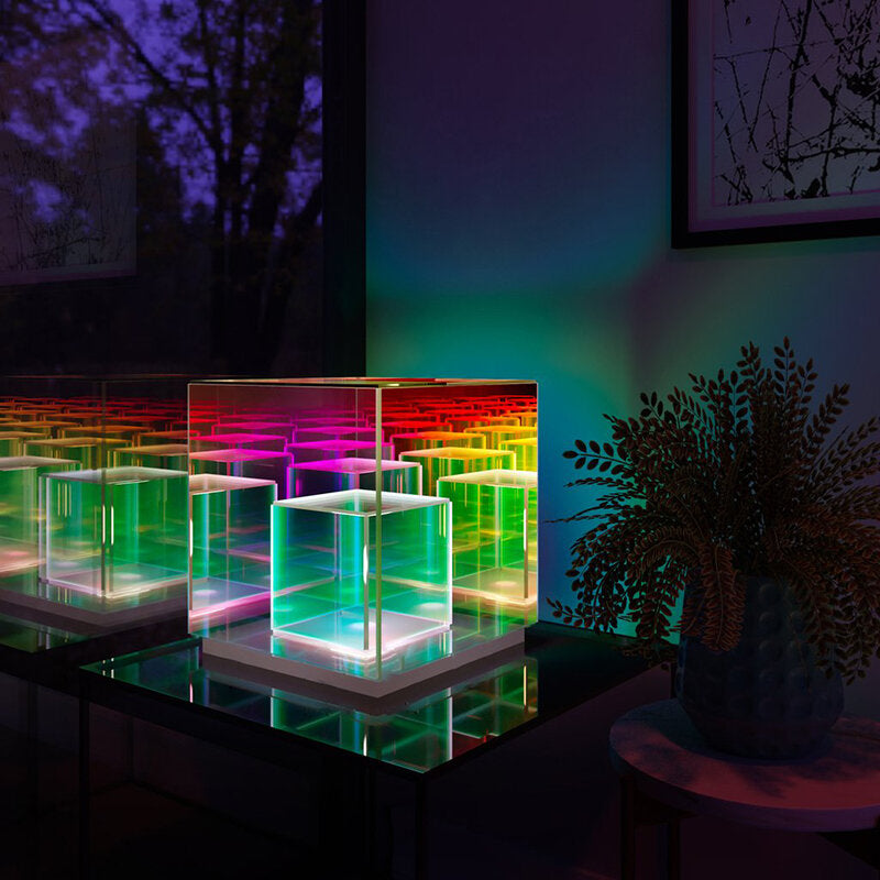 Cube LED Color Table Lamp - Acrylic Box for Bedroom & Living Room Decor