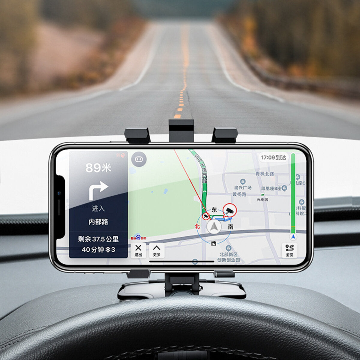 360 Degree Rotation Car Mobile Phone Holder for Sun Visor and Dashboard