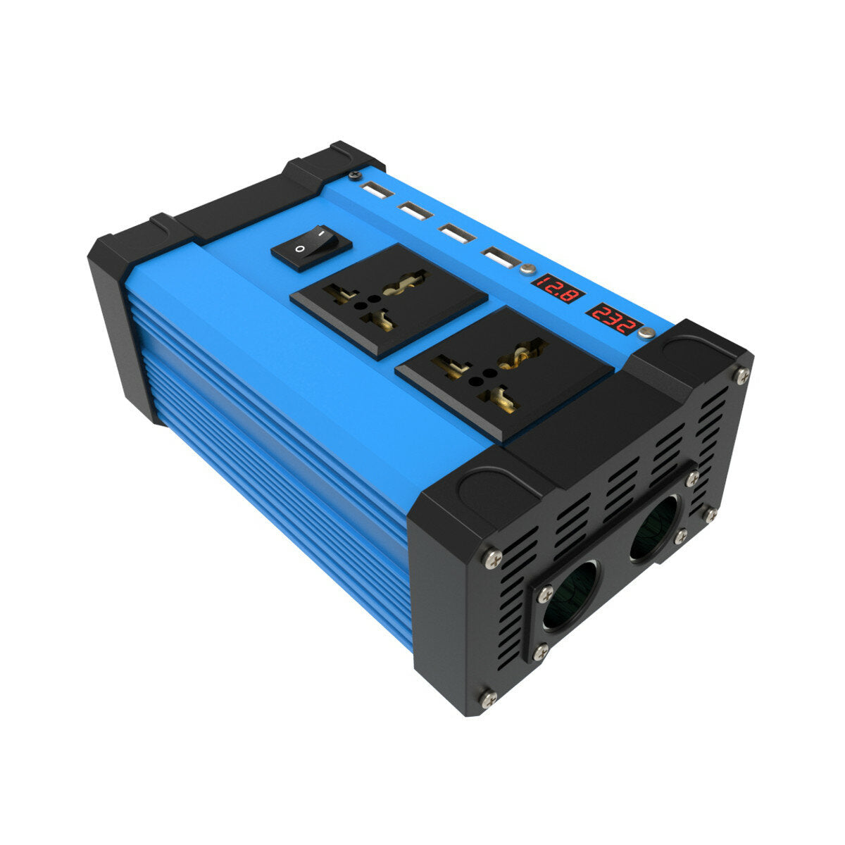 1200W Peak Car Power Inverter DC 12V to AC 110/220V, 4 USB Ports, Modified Sine Wave, LCD Screen