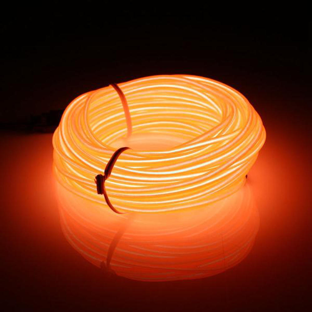 10M EL Wire Neon Light LED Flexible Tube Rope Lamp for Car Decoration with Battery Case