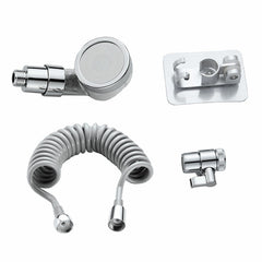 Bathroom Wash Basin Faucet Set with External Shower Head, Toilet Hold Filter, and Flexible Hair Washing Rinser Extension